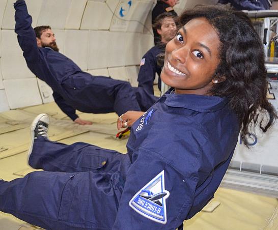 Carthage Microgravity Team during a zero-g flight.